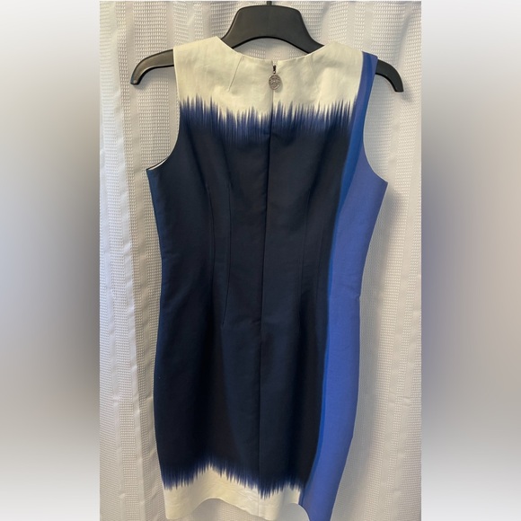 Elie Tahari Navy Blue Ombré Sleeveless Cotton Lined Shift Dress. Women’s Size 10 - Picture 3 of 8